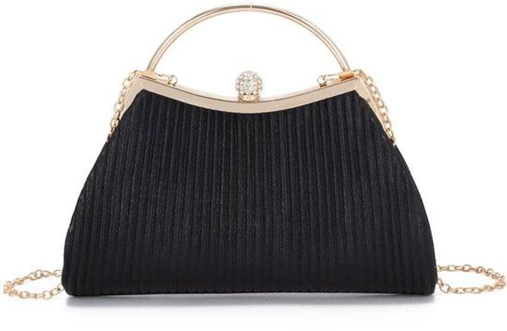 Strass-Handtas aus Zijde, schwarz, schmaler Schultasche