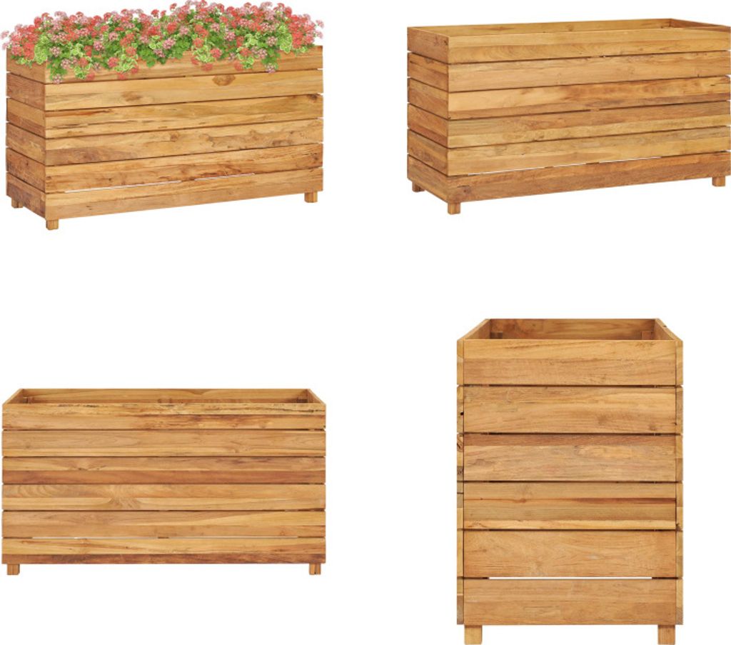 vidaXL Hochbeet 100x40x55 cm Massivholz Teak und Stahl - Hochbeet - Hochbeete - Übertopf - Übertöpfe