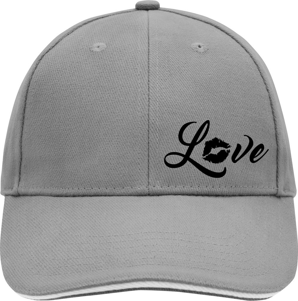 Huuraa Cappy Mütze Love Kuss Dark Grey/White Baumwolle 6-Panel Kappe Geschenkidee