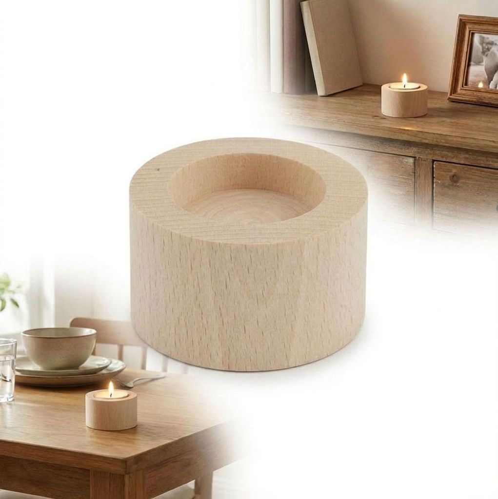 Runder Holz-Kerzenhalter 4 cm, für Decoupage