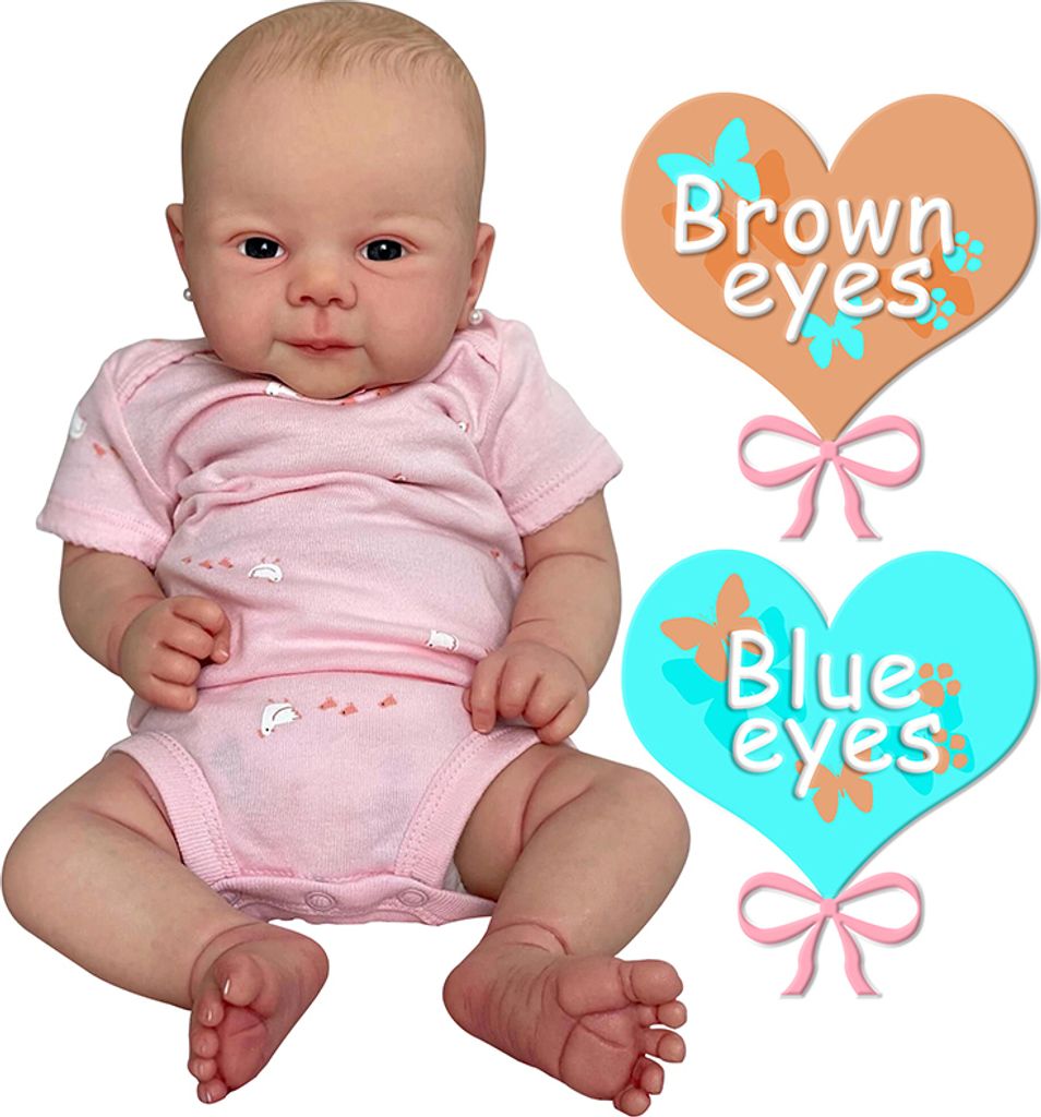 49 Cm, Blau/braune Augen, Baumwollkörper, Bemalte Haare, Rosa Kurzarmoverall, Simulationspuppenspielzeug