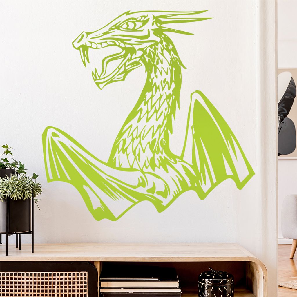 Drachen Flügel Wandtattoo in 6 Größen - Wandaufkleber Wall Sticker - Dekoration, Küche, Wohnzimmer, Schlafzimmer, Badezimmer