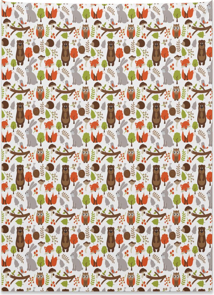 Abakuhaus Wald Wandteppich, Kleiner Waldigel aus Weiches Mikrofaser Stoff Kein Verblassen Klare Farben Waschbar, 110 x 150 cm, Mehrfarbig