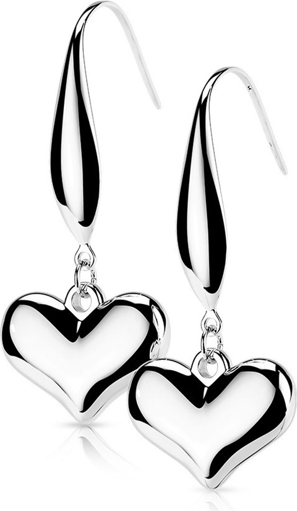 Ohrhänger mit Herz Silber aus Edelstahl Uni