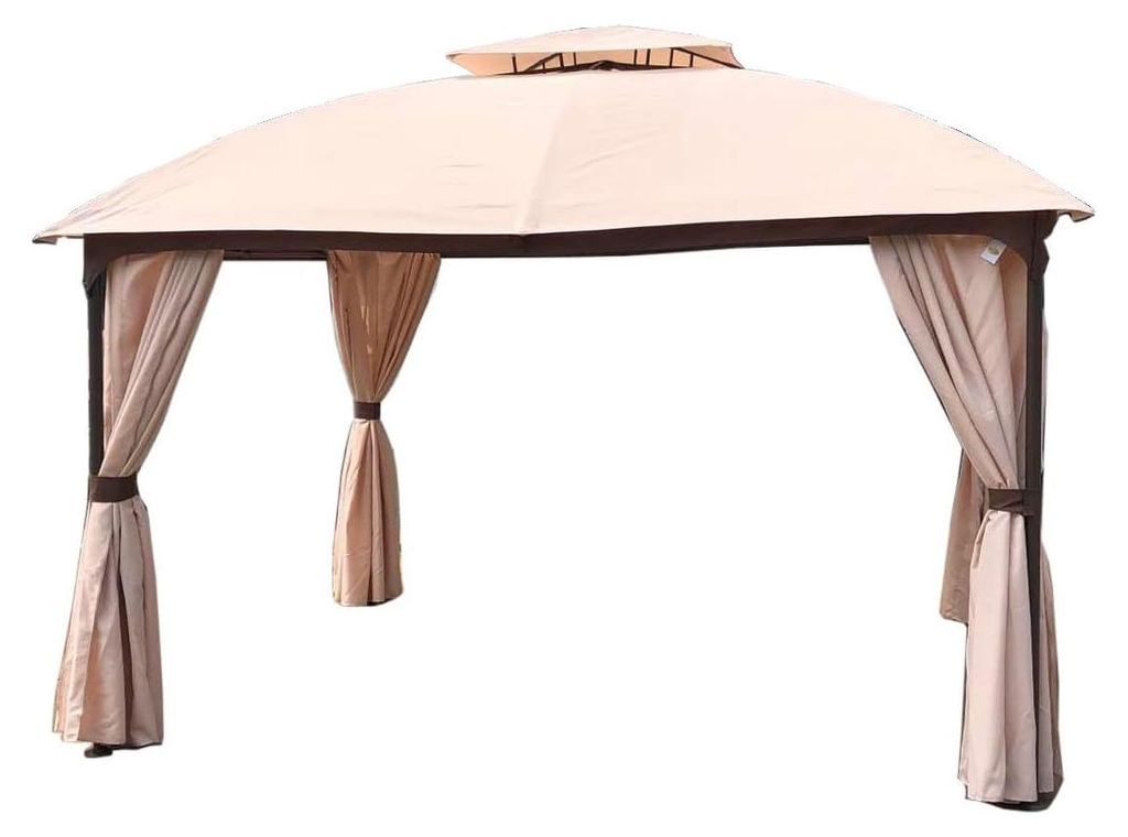 Pavillon HAMM Stahl Beige Polyester | Gartenpavillon Gartenlaube für Garten/Terrassen