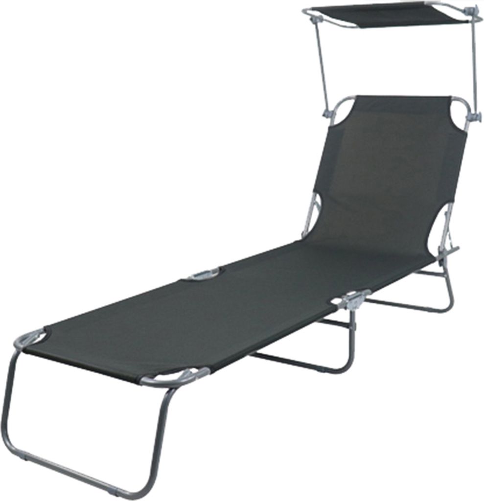 3-Bein Gartenliege Campingliege Sonnenliege 186x55x24cm mit Dach