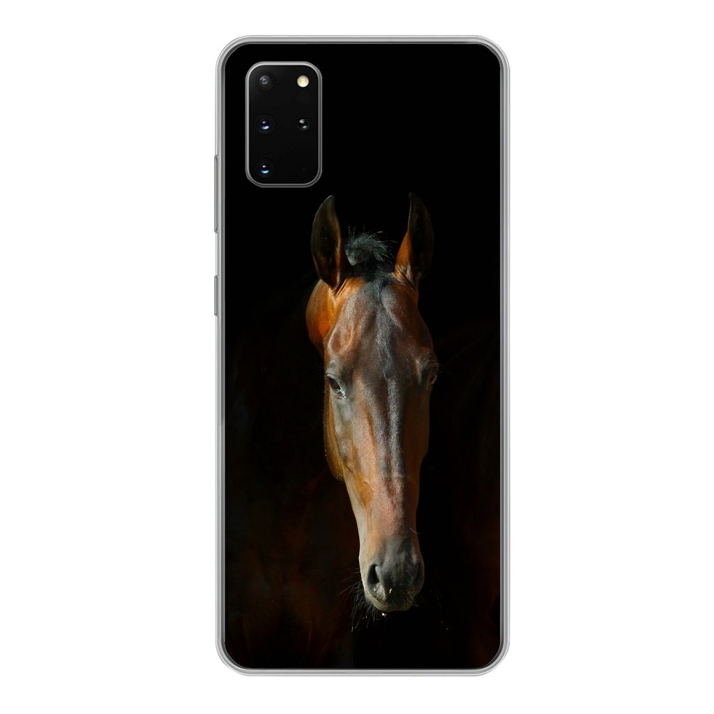 MuchoWow Handyhülle Schutzhülle Hülle für Samsung Galaxy S20 Plus Pferde - Tiere - Braun Silikon Softcase Handy Hülle - Hartschale