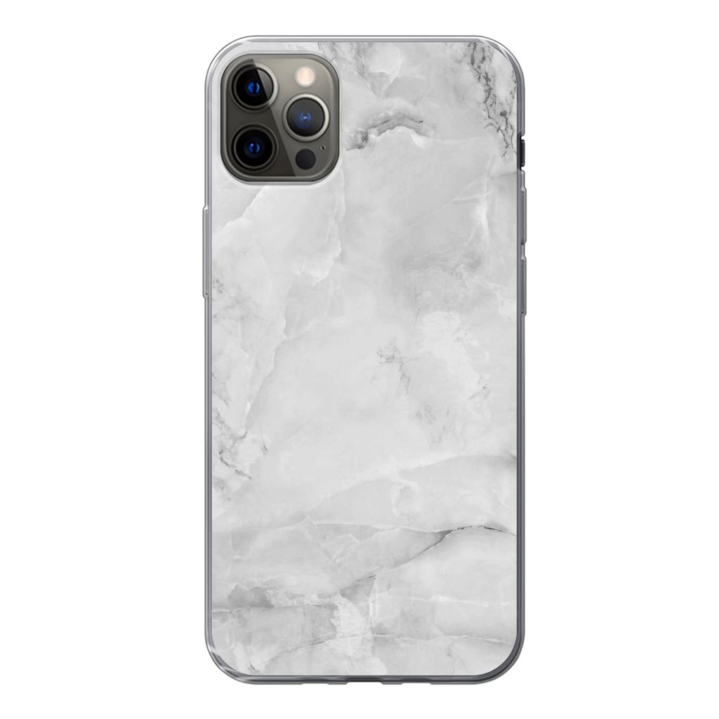 MuchoWow Handyhülle Schutzhülle Hülle für iPhone 13 Pro Max Marmor - Stein - Weiß - Grau - Marmoroptik Silikon Softcase Handy Hülle - Mobil...
