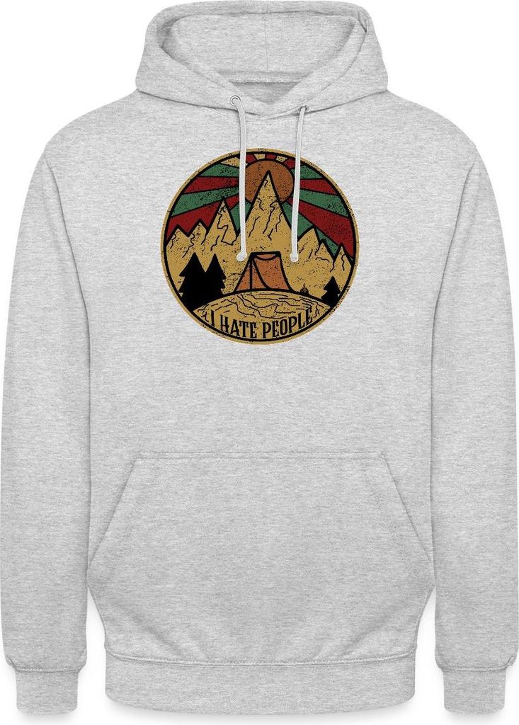 Spreadshirt I Hate People - Ich Hasse Menschen - Camping Uni Hoodie, M, Hellgrau meliert