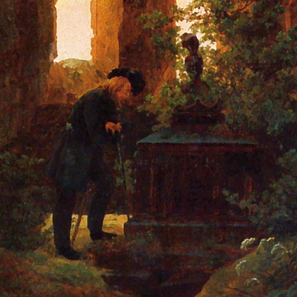 Caspar David Friedrich Kunstdruck Bild - Huttens Grab, 1823, Detail (40 x 40 cm)