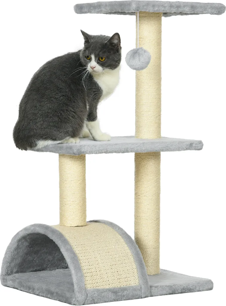 Arbre à chat anti-griffures mobilier avec griffoir bombé et repos