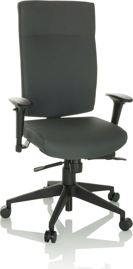 hjh OFFICE Profi Bürostuhl PRO-TEC 300 Ergonomischer Schreibtischstuhl mit Armlehnen (höhenverstellbar) Stoff Anthrazit Drehstuhl für Büro, Zuh...