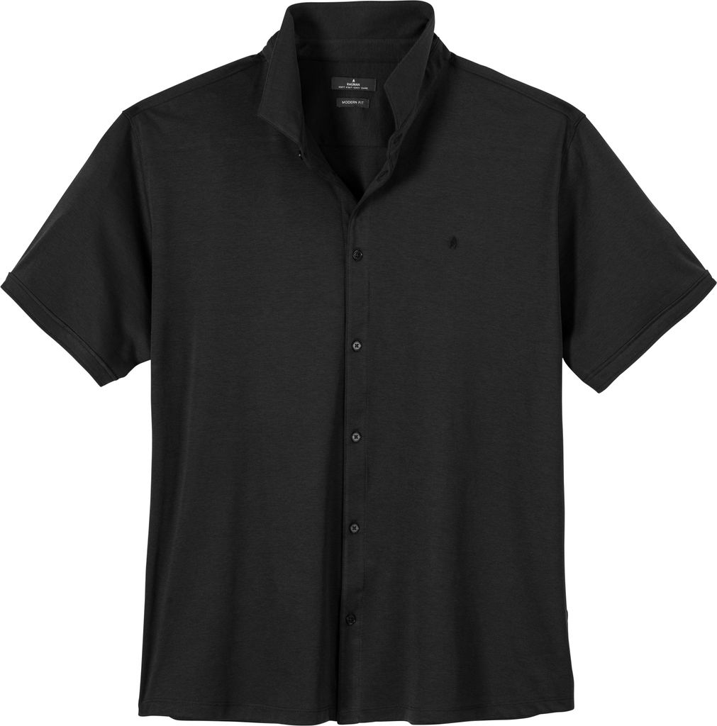 Ragman Softknit Poloshirt XXL durchgeknöpft schwarz