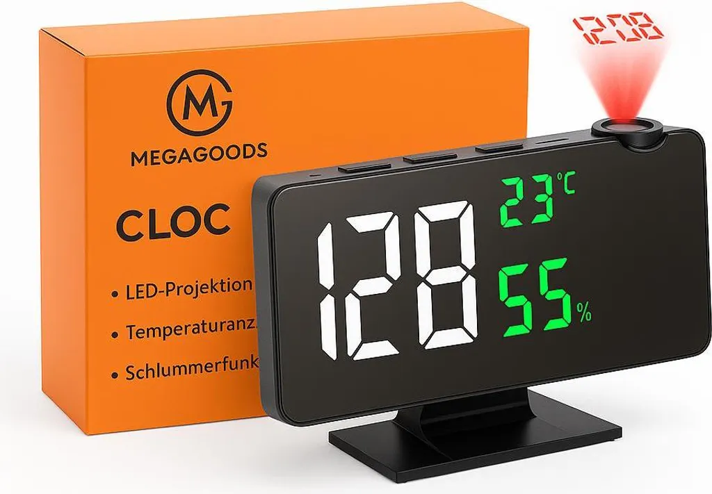 Réveil projecteur plafonnier avec écran LED et suivi de température