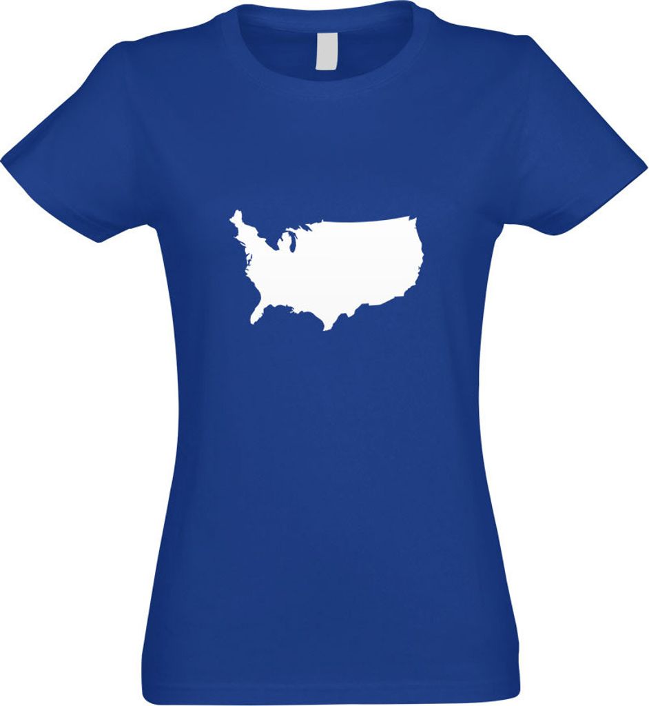 Kiwistar - T-Shirt tailliert - Damen - royal - USA - Vereinigte Staaten Umriss - mit Motiv Bedruckt - Funshirt Design - Sport - Freizeit - Damen - S