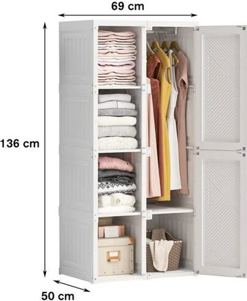 Dressing pliable gain de place avec 6 compartiments et barre de penderie - 6