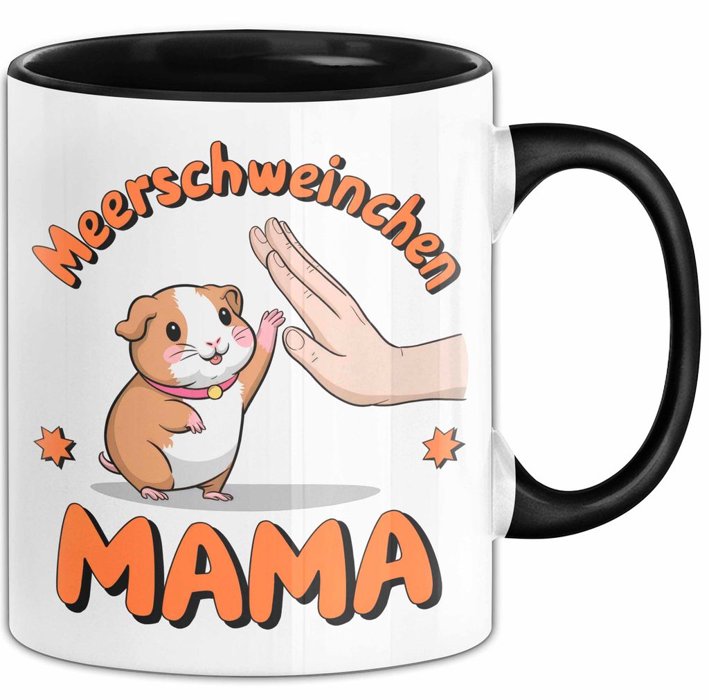Meerschweinchen Tierliebhaber Tasse Geschenk Lustige Geschenkidee Spruch Meerschweinchen Mama (Schwarz)