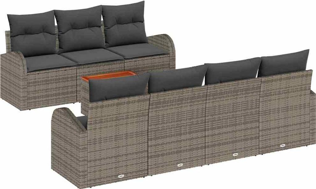 vidaXL Gartensofa-set mit Speicher 8 pcs Grau Poly-Rattan