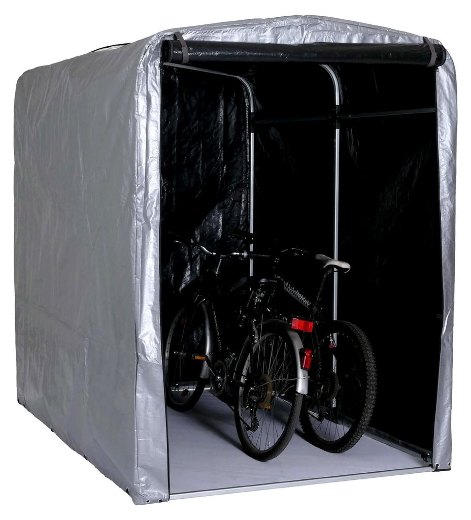 Fahrradgarage HWC-N61, Folienlager für Fahrräder, Alu UV-Schutz, wasserfest, 201x157x201cm - Silber