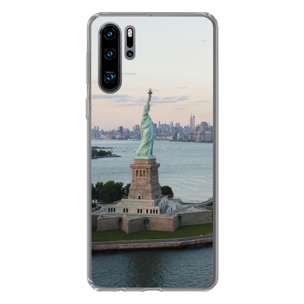 MuchoWow Handyhülle Schutzhülle Hülle für Huawei P30 Pro New York - Freiheitsstatue - Amerika Silikon Softcase Handy Hülle - Schutzdeckel