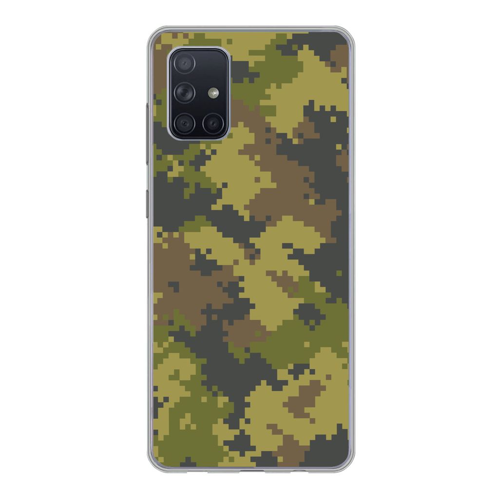 MuchoWow Handyhülle Schutzhülle Hülle für Samsung Galaxy A51 Illustriertes Tarnmuster von Pixeln Silikon Softcase Handy Hülle - Schutzabdeckung