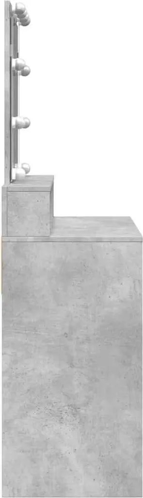 Coiffeuse LED Gris Béton 80x41 cm : Solution Rangement et Maquillage