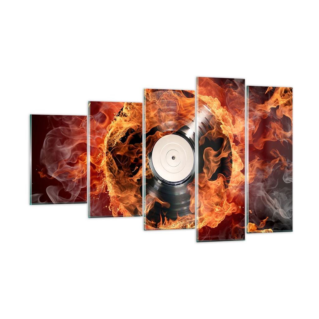 Bilder auf glas - Vinyl Feuer Ton - 100x60cm - Glasbilder - Wandbilder - Kunstdruck - zum Aufhängen bereit - Wanddekoration aus Glas - Glas Bilder...