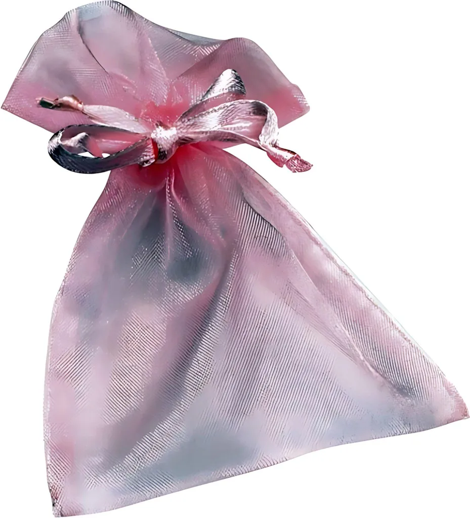 Petit sac organza rose 13x10 cm pour emballage bijoux et cadeaux