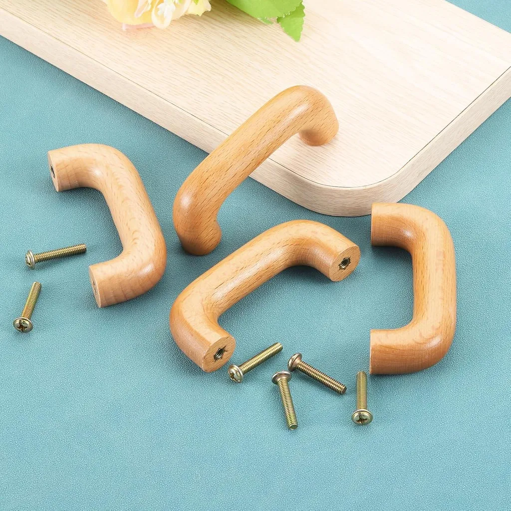 Poignées bois pour tiroirs et armoires - Kit de 8 pièces entraxe 64mm