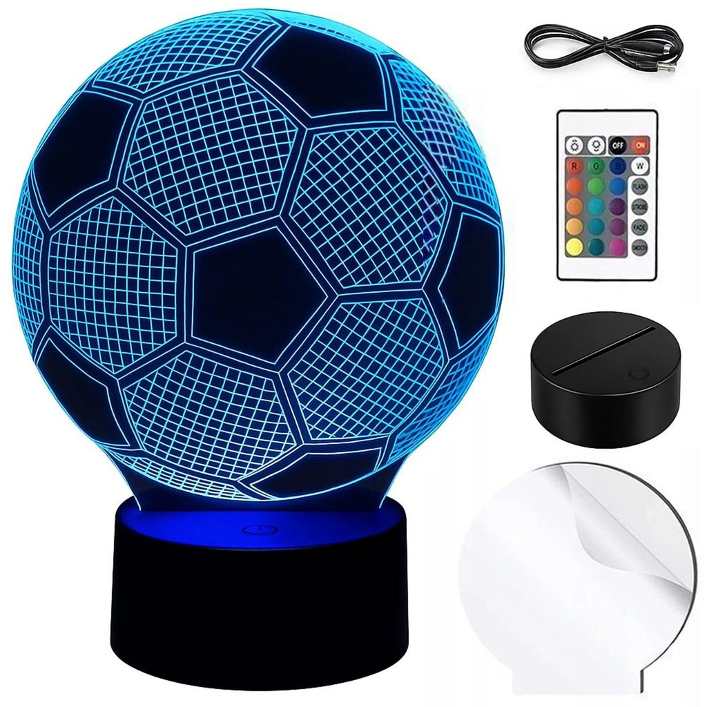 LED Nachtlampe 3D Fußball Kinderlampe Tischlampe RGB USB Produktbild 