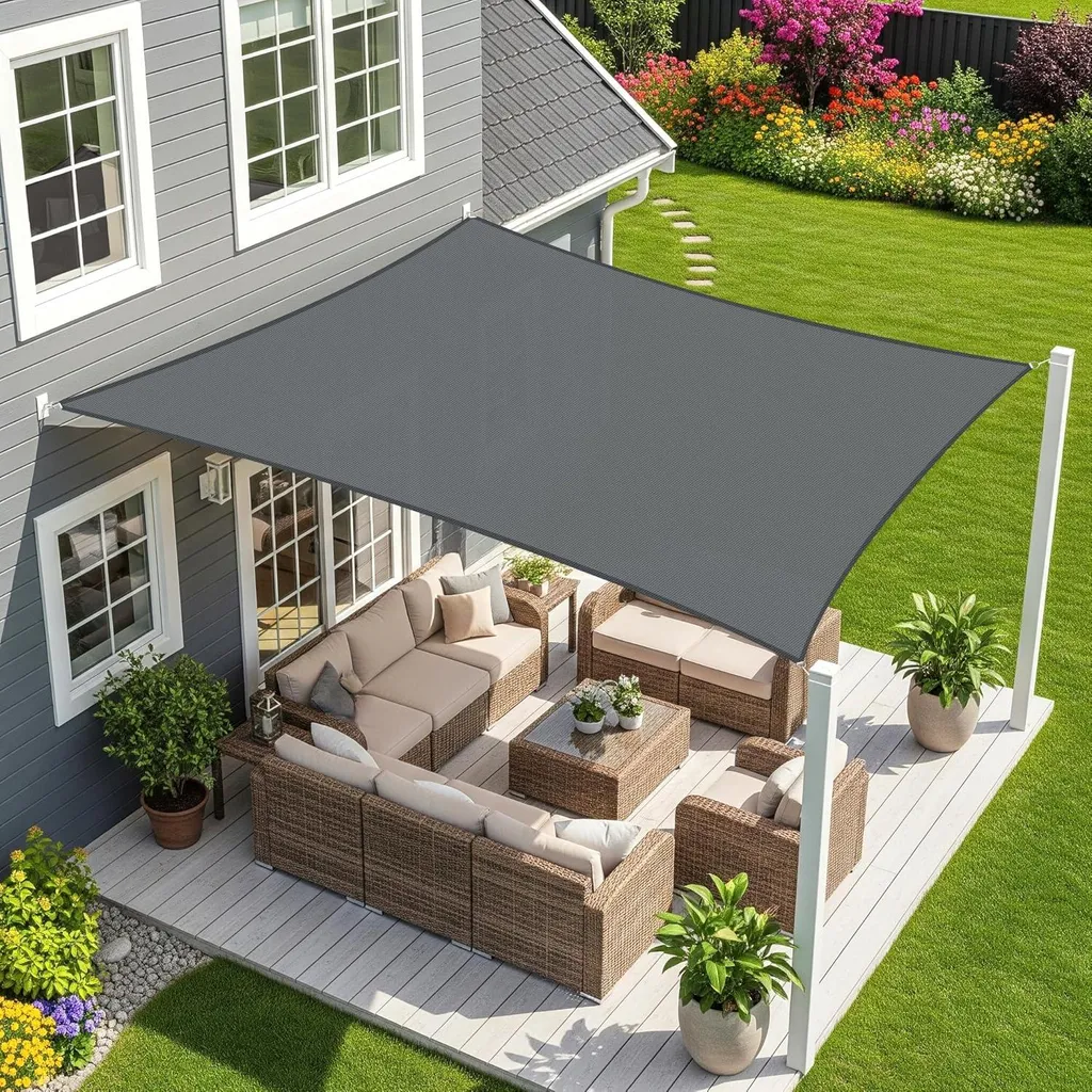 Parasol Solaire Anti-UV et Pluie 3,5x5 m Anthracite pour Grande Surface