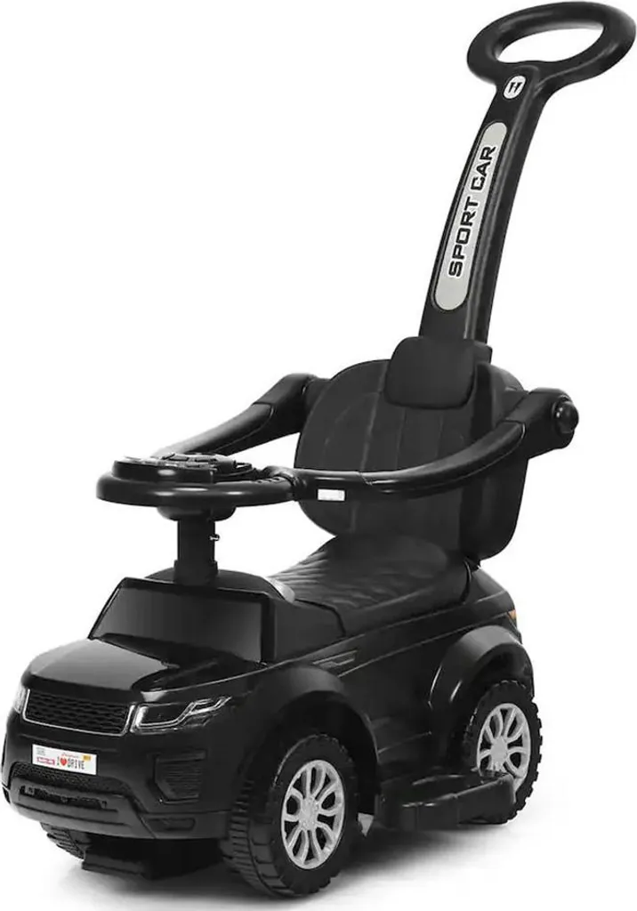 Voiture Coulissante Noire avec Effets Sonores et Canne Amovible 3 en 1