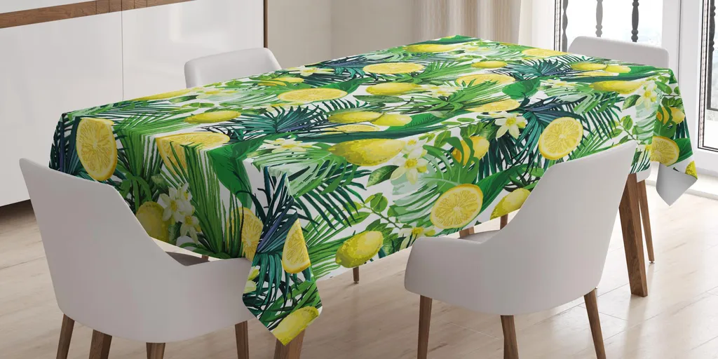 Tovaglia da Giardino ABAKUHAUS 140x240 - Foglie Tropicali e Limoni