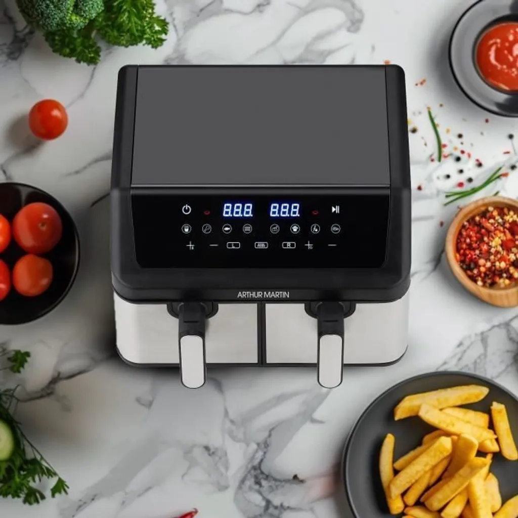 Friteuse sans huile Airfryer double bac Arthur Martin 9L 8 programmes