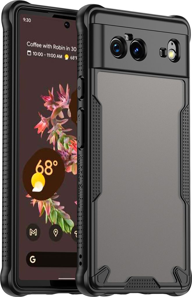 Schutzhülle für Google Pixel 6, transluzente matte Rückseite, TPU Bumper Case Schwarz