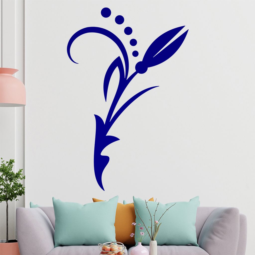Blume - Linien Punkte Wandtattoo in 6 Größen - Wandaufkleber Wall Sticker - Dekoration, Küche, Wohnzimmer, Schlafzimmer, Badezimmer