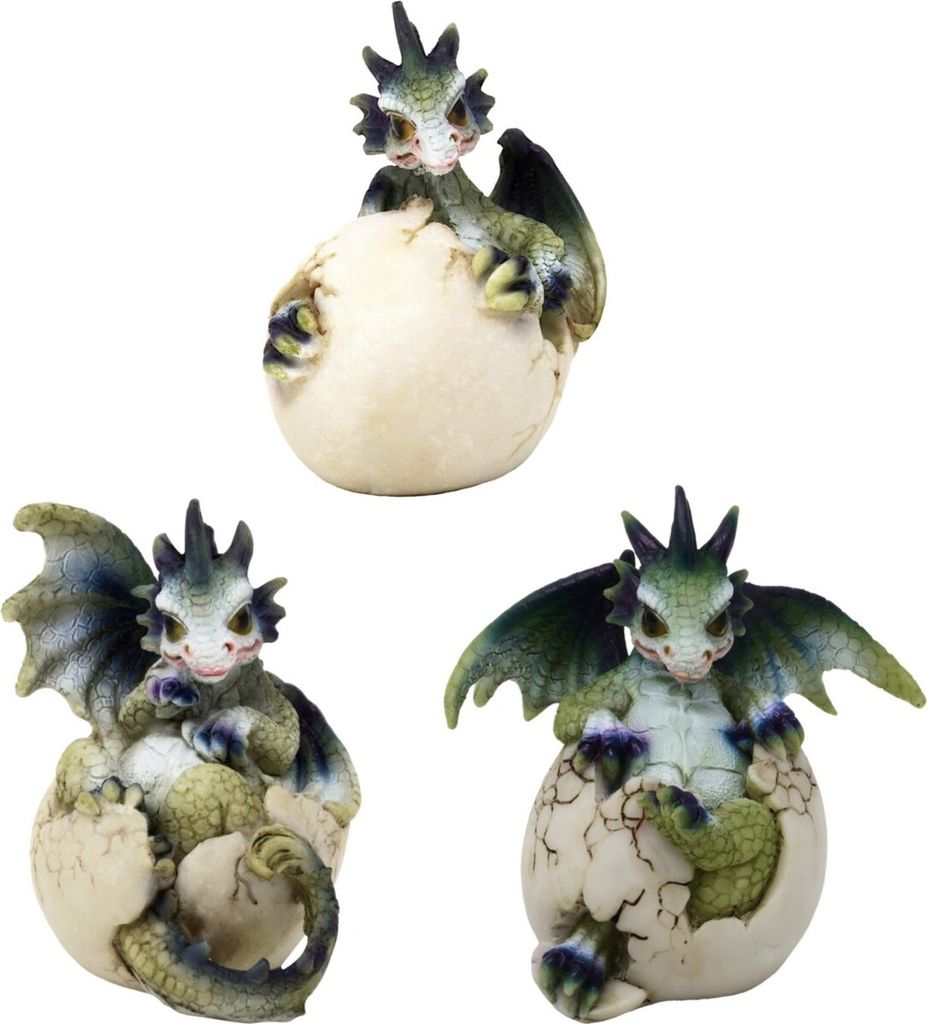 3er Set lustige Drachen schlüpfen aus Dracheneier