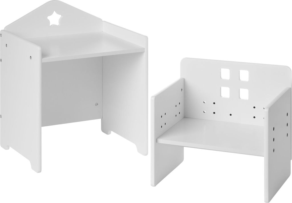 BELIANI Kindertisch-Set mit Kreidetafel Weiß MDF-Konstruktion Niedliches Design Hausform Montessori Kindertisch und 1 Stuhl fürs Kinderzimmer