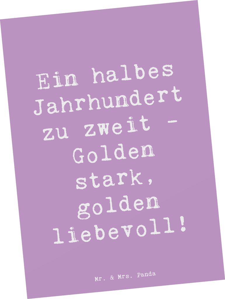 Mr. & Mrs. Panda Postkarte Spruch 50. Hochzeitstag Goldene Hochzeit - Lavendeltraum - Geschenk, Heirat, Erinnerung, Ansichtskarte, Postkarten, Zusa...
