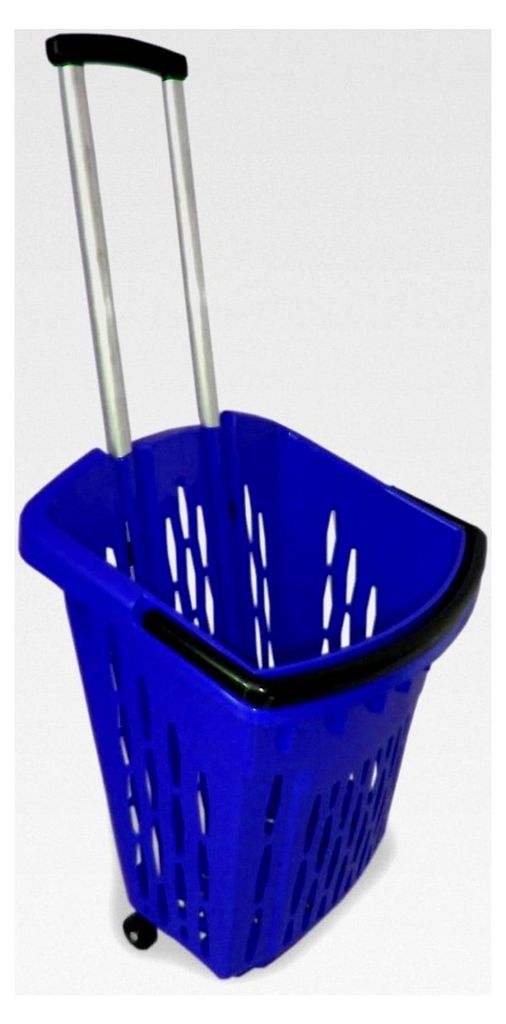 Einkaufstrolley 3er Set mit Rollen 40 Liter Einkaufswagen (blau)