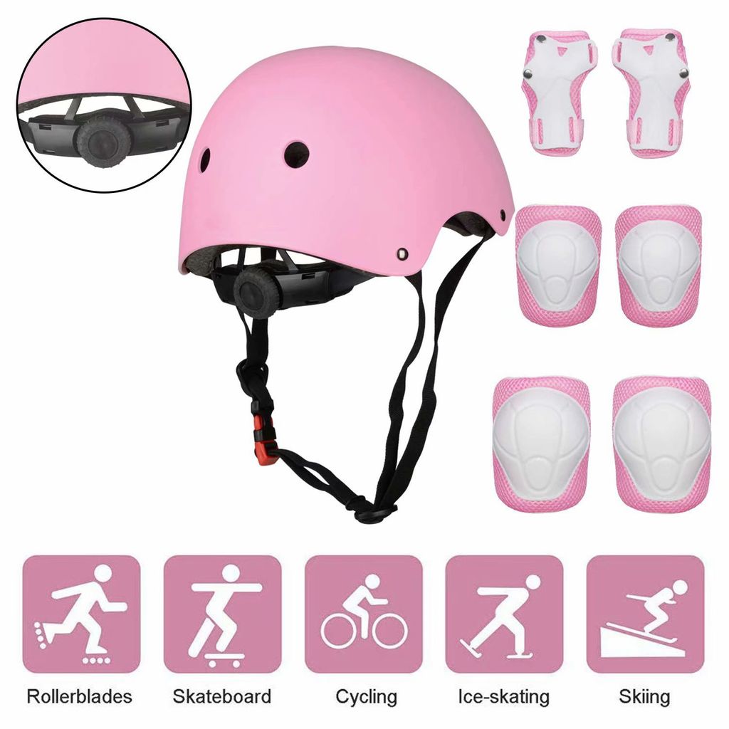 7er für Kinder Schutzausrüstung mit Helm Inliner Knie-Schoner Protektoren-Set 