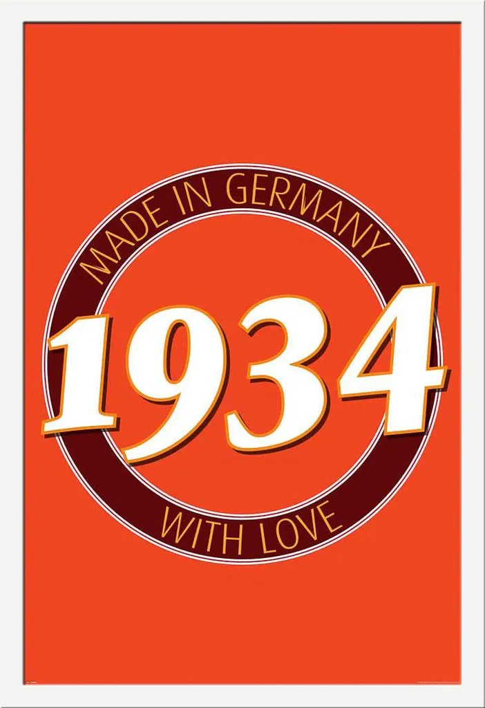 Poster Anniversaire 1934 Allemagne avec Cadre Shinsuke Blanc 61x91 cm