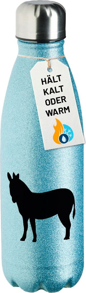 Huuraa Trinkflasche Esel Silhouette 500ml Blue Edelstahl Wasserflasche Trinkflasche Geschenkidee