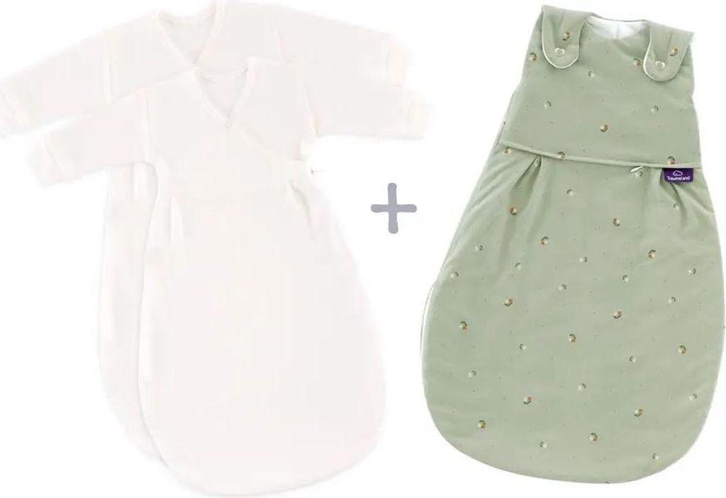 Träumeland Babyschlafsack LIEBMICH 3tlg. Set Fiore grün, Größe 56/62