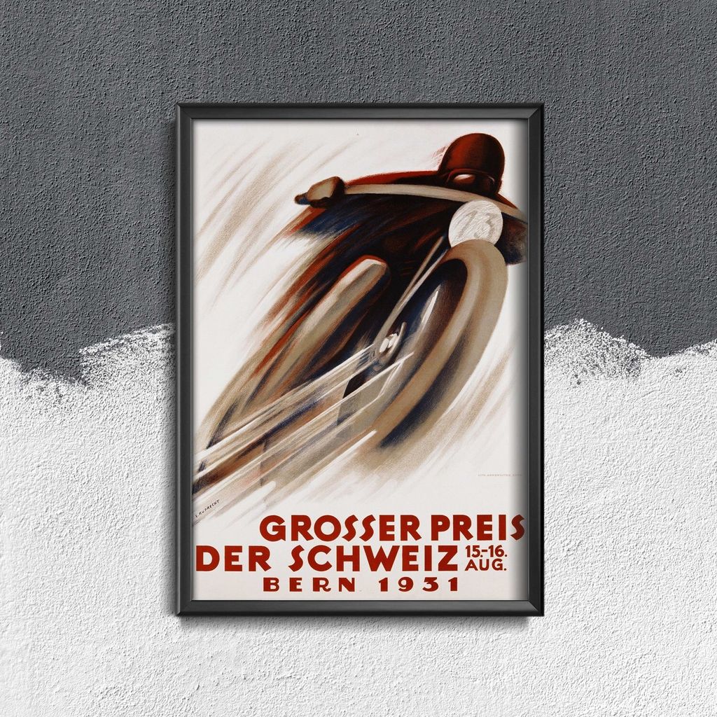 Poster - Canvas - Leinwand - 21 cm x 29,7 cm - Fotoposter - Leinwandkunst - Grosser Preis der Schweiz Motorrad