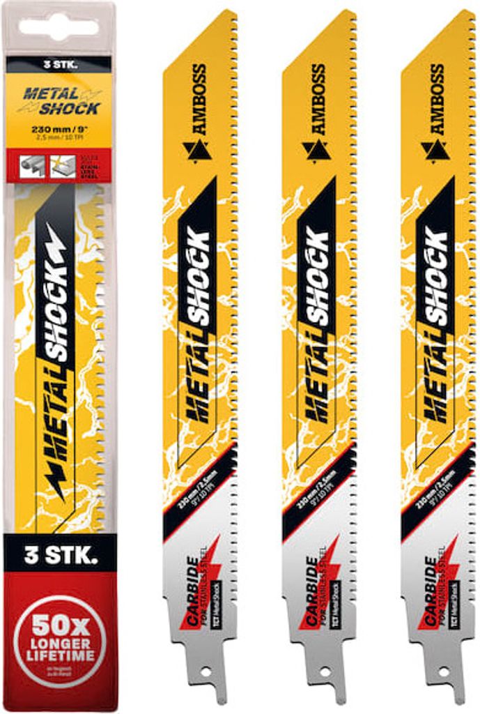 3x Amboss Metal Shock Säbelsägeblatt Länge 230 mm 10 ZpZ