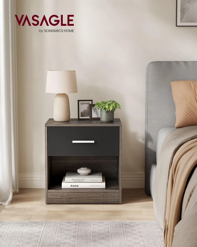 Meuble d'appoint pour chambre marron et noir, idéal pour petits espaces - 2