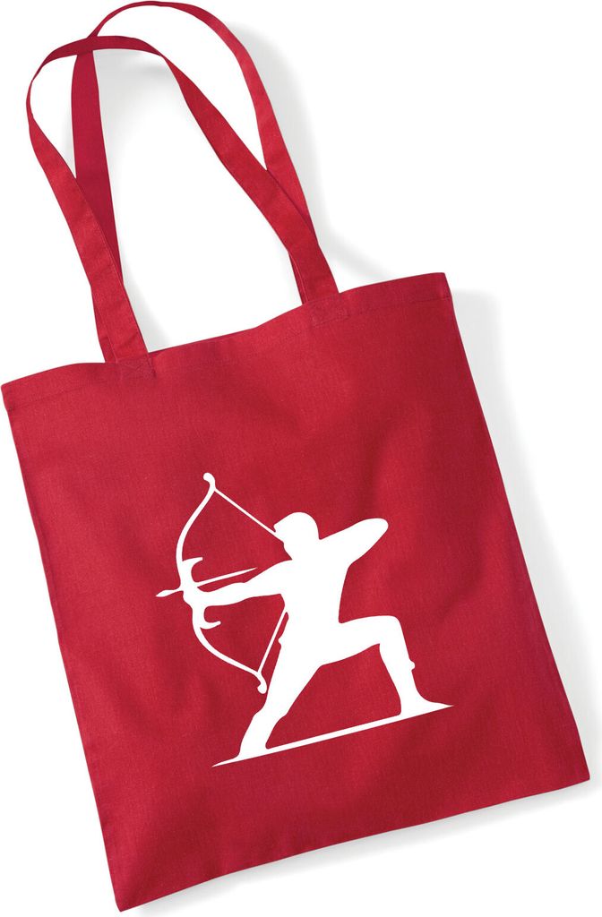 Huuraa Jutebeutel Bogenschießen Silhouette 10 Liter Classic Red Baumwolle Tasche Geschenkidee