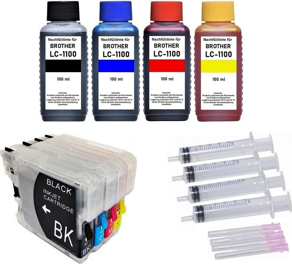 Wiederbefüllbare Tintenpatronen LC-980 / LC-1100 + 400 ml Produktbild 