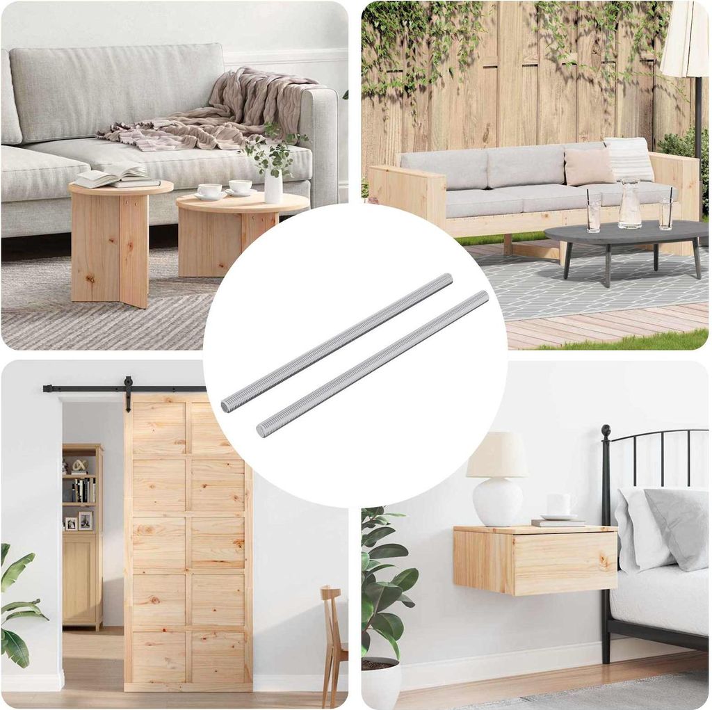 "Schlussverkauf" Gewindestange 2 Stück - moderne-desgin - Silber 6x135 mm Stahl C16199